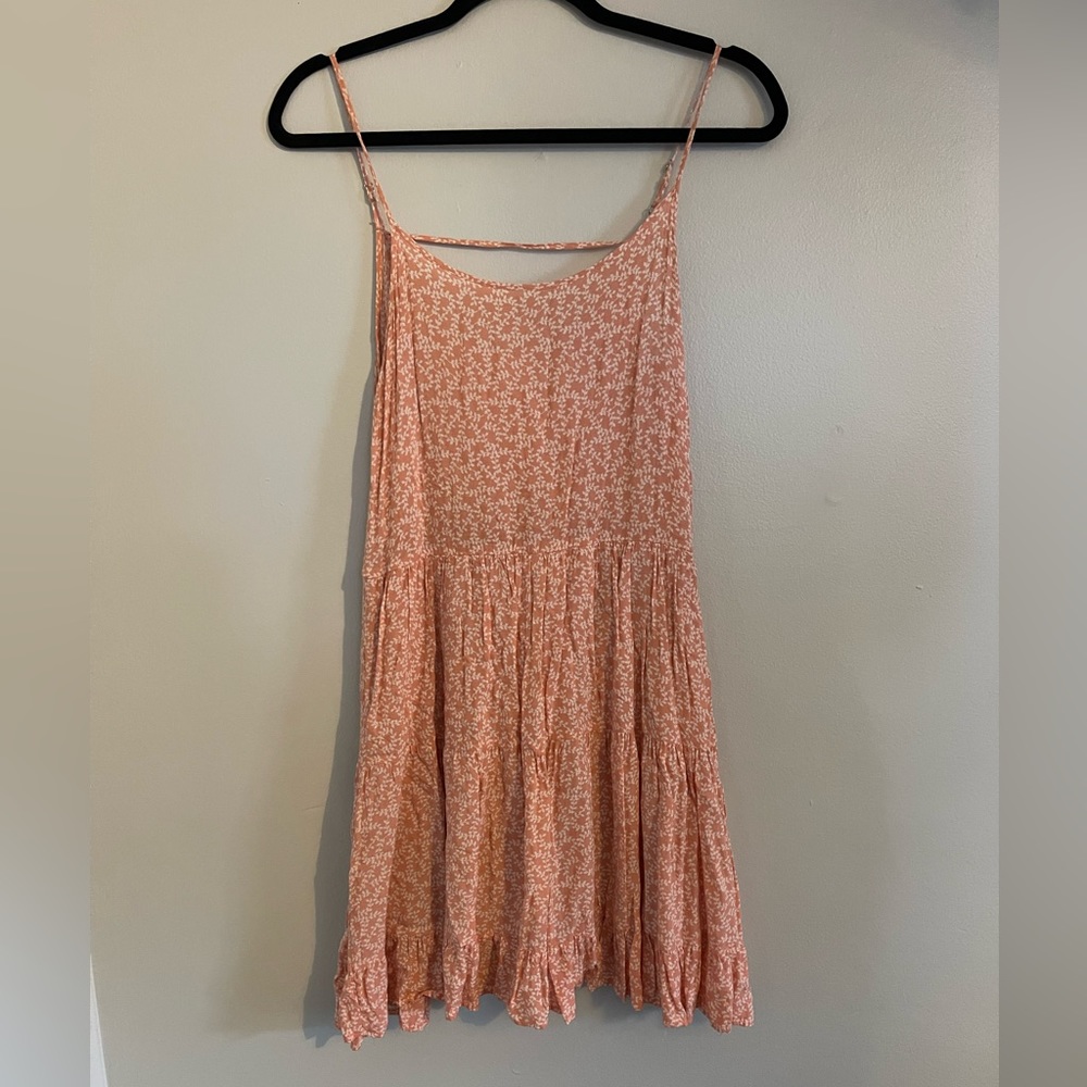 Boho Pink Dress with White Floral designs. Size:Med